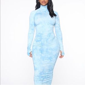 Fashion Nova Blue Marble Dress
